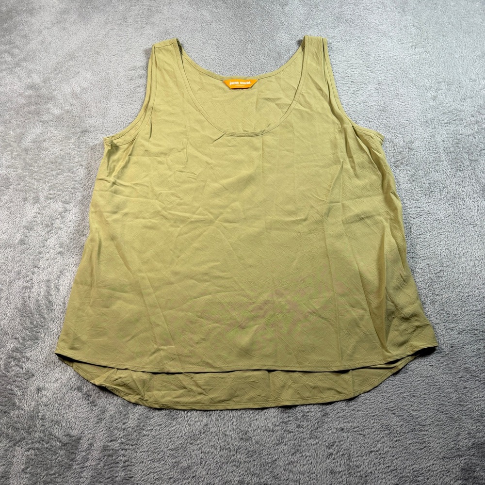 Jams World Tank Top Womens Large Sage Green Rayon Scoop Neck Made in Hawaii